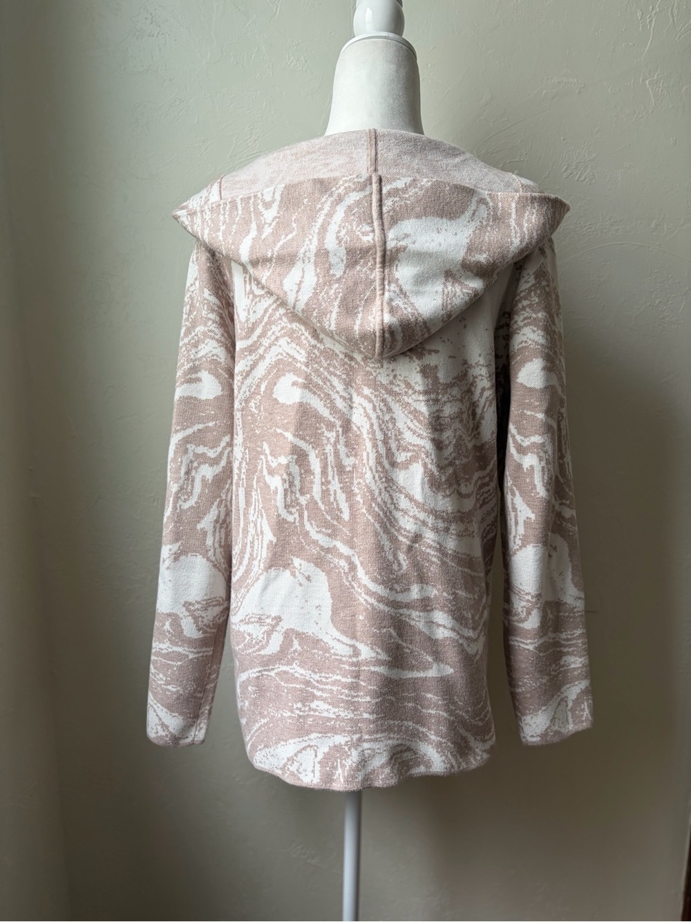 Christian Siriano New York Blush Taupe Marbled Hooded Cardigan Medium - Picture 7 of 10